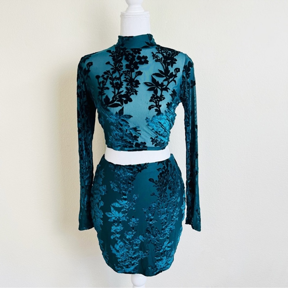 Blue Velvet Two Piece Set
